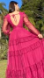 Vestido Longo Fucsia Três Marias De Manga Longa na internet