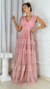 Vestido Longo Com Babados Três Marias Sem Manga Rose