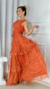 Vestido Longo Com Babados Sem Manga Três Marias Terracota - ♡ Atelie Danieli Jeniffer |  Vestidos de Festa
