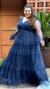 Vestido Longo Manga Longa Três María Azul Marinho Plus Size - comprar online