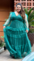 Vestido Longo De Manga Longa Três Maria Verde Plus Size na internet