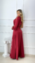 Vestido Longo Beatriz Marsala Manga Nula Com Abertura Lateral - comprar online