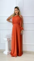 Vestido Londo Beatriz Terracota Manga Nula Com Abertura Lateral na internet