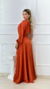 Vestido Londo Beatriz Terracota Manga Nula Com Abertura Lateral - ♡ Atelie Danieli Jeniffer |  Vestidos de Festa