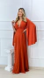Vestido Longo Antonella Terracota Manga Capa - ♡ Atelie Danieli Jeniffer |  Vestidos de Festa