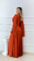 Vestido Longo Antonella Terracota Manga Capa na internet