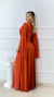 Vestido Longo Antonella Terracota Manga Capa na internet