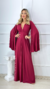 Vestido Longo Antonella Marsala Manga Capa