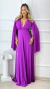 Vestido Longo Antonella Fúcsia Manga Capa