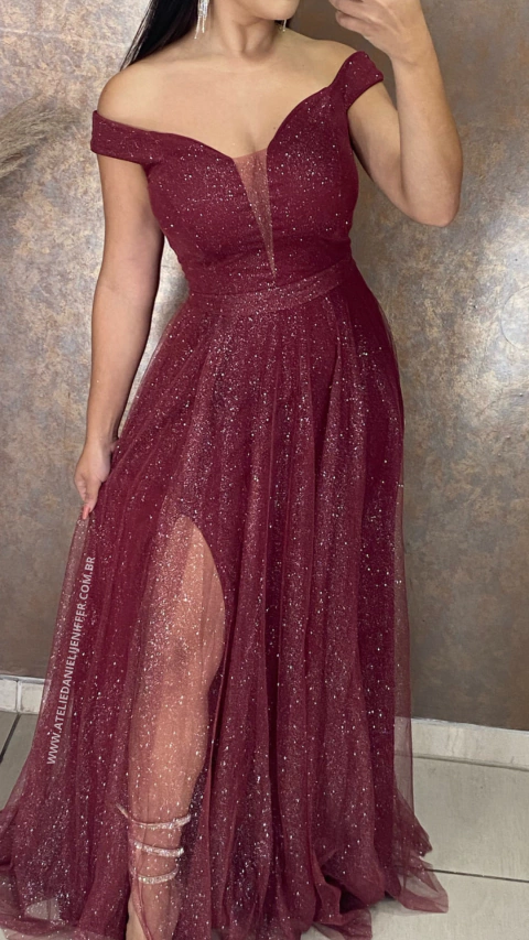 Vestido Longo Marsala Madrinha Formatura Casamento Isabelly