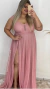 Vestido Ombro A Ombro Rose Com Fenda Isaabelly