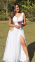 Vestido Branco Ombro A Ombro Com Fenda Isabelly - comprar online