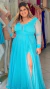 Vestido Carol Longo Azul Tiffany Manga Longa