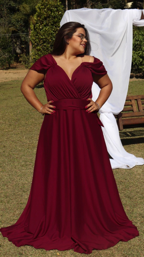 Vestido Bella Marsala Ombro A Ombro