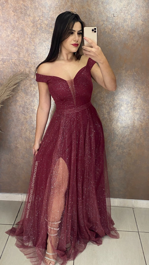Vestido Longo Marsala Madrinha Formatura Casamento Isabelly