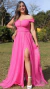Vestido Longo Rosa Pink Ombro A Ombro Com Fenda Isabelly