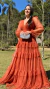 Vestido Longo Três marias De Manga Longa Terracota