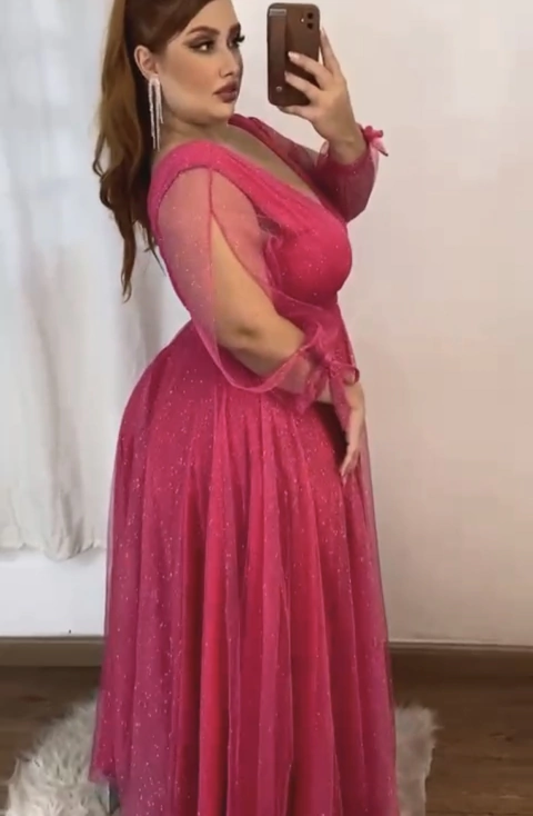 Vestido Longo Manga Longa Laço Pink