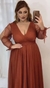 Vestido Longo Terracota Manga Longa Laço - loja online