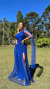 Vestido Longo Azul Royal Rafa Alça Nula Manga Solta - loja online