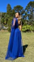 Vestido Longo Azul Royal Rafa Alça Nula Manga Solta - ♡ Atelie Danieli Jeniffer |  Vestidos de Festa