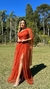 Vestido Longo Terracota Rafa alça Única Manga Solta