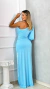 Vestido Longo Azul Serenety Bianca Manga Nula Com Abertura Lateral E Fenda - ♡ Atelie Danieli Jeniffer |  Vestidos de Festa