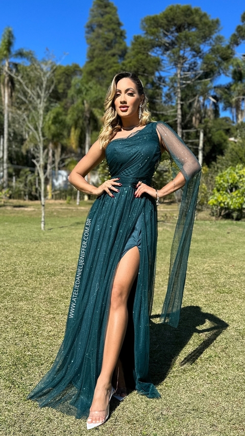 Veste Longo Rafa Verde Alça Única Manga Solta