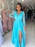 Vestido Longo Azul Tiffany Manga Longa Carol