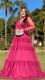 Vestido Longo Fucsia Três Marias De Manga Longa na internet