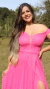 Vestido Longo Rosa Pink Ombro A Ombro Com Fenda Isabelly - comprar online
