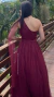 Vestido Longo Rafa Marsala Alça Ùnica Manga Solta - ♡ Atelie Danieli Jeniffer |  Vestidos de Festa