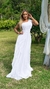 Vestido Mel Branco Longo Alça Única Com Babado Vertical - comprar online