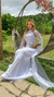 Vestido Lolla Longo Branco Com Mangas Em Tule na internet