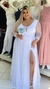 Vestido Carol Branco Manga Longa Com Fenda - comprar online