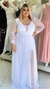 Vestido Carol Branco Manga Longa Com Fenda