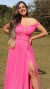Vestido Longo Rosa Pink Ombro A Ombro Com Fenda Isabelly - loja online
