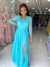 Vestido Longo Azul Tiffany Manga Longa Carol - comprar online