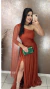 Vestido Longo Rafa Terracota alça Unica Manga Solta