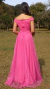 Vestido Longo Rosa Pink Ombro A Ombro Com Fenda Isabelly na internet