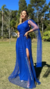 Vestido Longo Azul Royal Rafa Alça Nula Manga Solta - comprar online