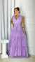 Vestido Longo Com Babados Três Maria Lilás Sem Mangas - comprar online