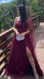 Vestido Longo Rafa Marsala Alça Ùnica Manga Solta