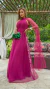 Vestido Lolla Longo Fúcsia Com Mangas Em Tule - comprar online