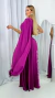 Vestido Longo Com Recortes Fúcsia Alça Única Manga Solta E Fenda Mavi - ♡ Atelie Danieli Jeniffer |  Vestidos de Festa