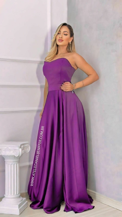 Vestido Longo Fúcsia Fran Tomara Que Caia Com Fenda Enorme
