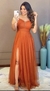 Vestido Longo Terracota Ombro A Ombro Com Fenda Isabelly