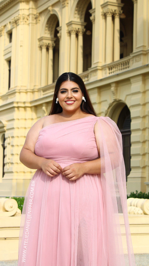 Vestido Longo Rose Rafa Alça Única Plus size