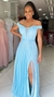 Vestido Azul Serenety Ombro A Ombro Com Fenda Isabelly - comprar online