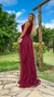 Vestido Mel Marsala Longo Alça Única Com Babado Vertical - ♡ Atelie Danieli Jeniffer |  Vestidos de Festa